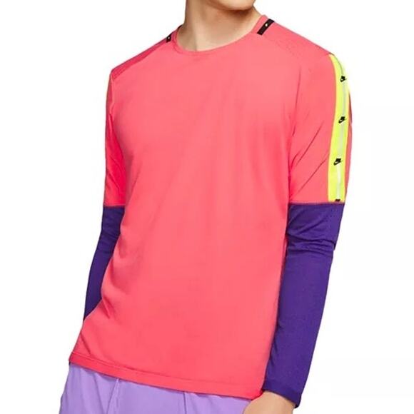 Nike Men’s Dri-Fit Wild Run Reflective Colorblock Long Sleeve Tee Size Medium - Picture 3 of 16